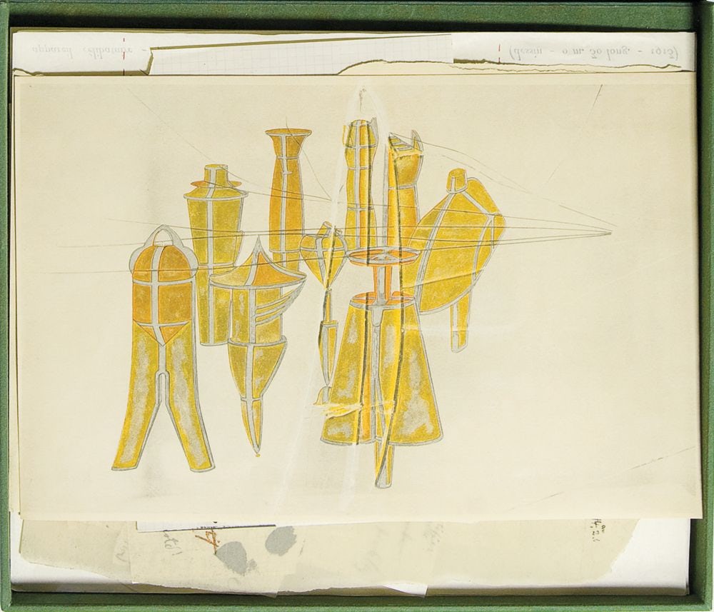 Marcel Duchamp_, La Boîte verte_, 1934, 93 documents (photos, dessins, notes des années 1911-1915) et 1 planche. Avec l’aimable permission de Bill Vazan. Photo : Michel Brunelle. 